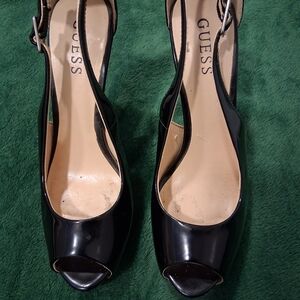 SOLD- GUESS Black Peep-Toe Women's Shoes